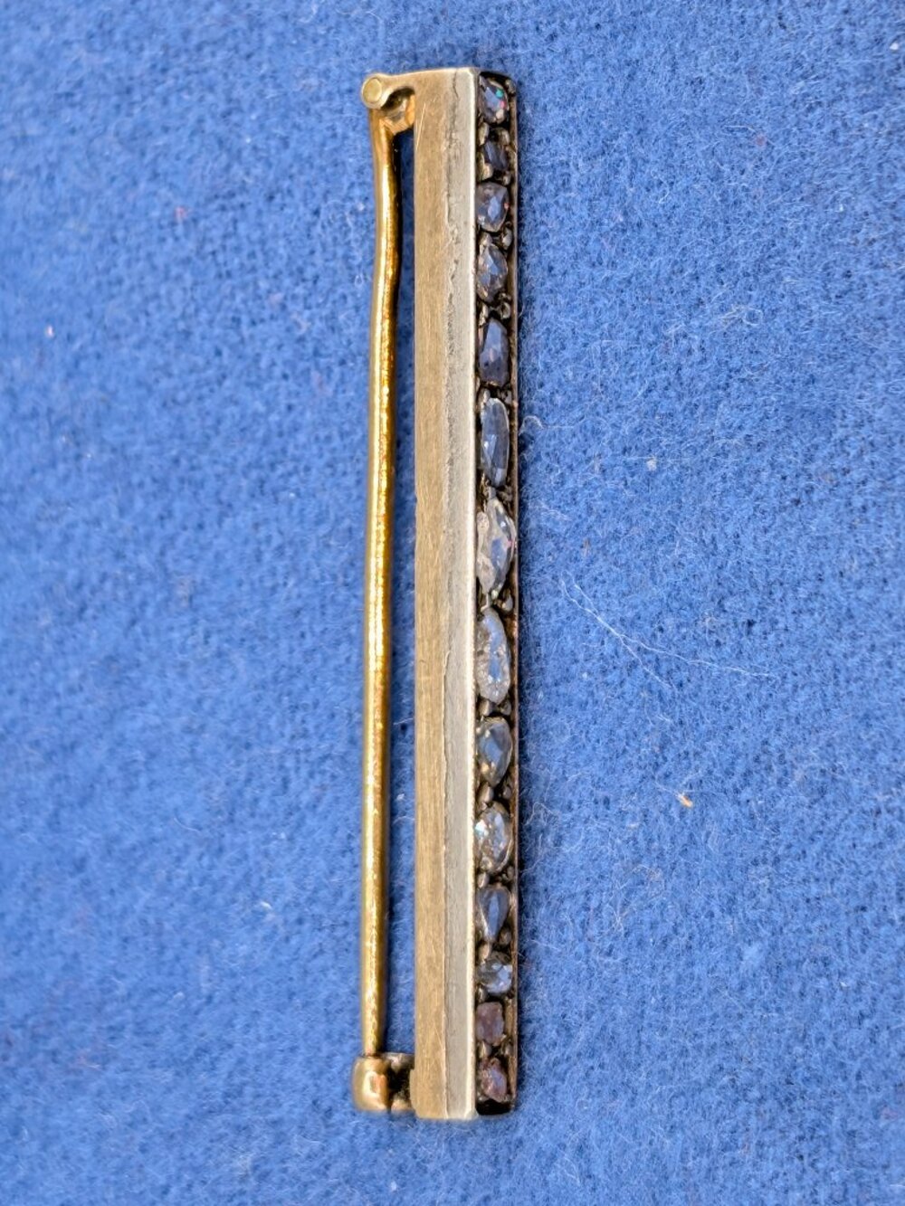 Vintage Sterling Silver,22K Gold,Diamond Chip Brooch - Picture 5 of 16
